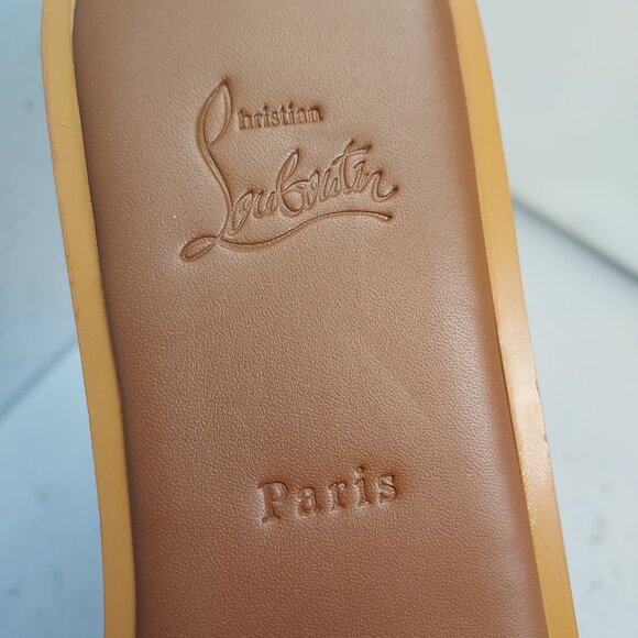 Christian Louboutin Brown Flat CL Logo Mule Slide Sandal - Picture 5 of 11